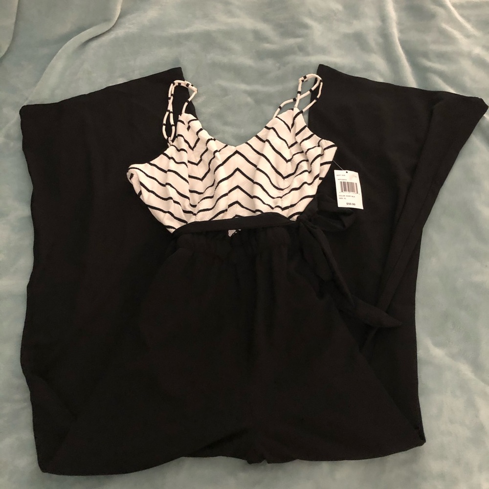 NWT Bailey Blue Stripe Paperbag Waist jumpsuit -XL
